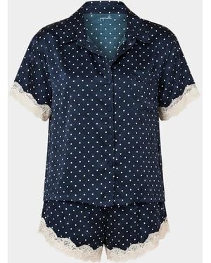Papinelle Annabelle Polka Dot Satin Pajama Set - Blue