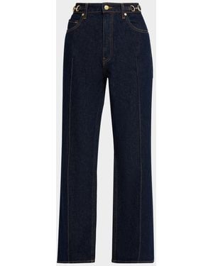 Ulla Johnson The Agatha Straight-Leg Pintuck Jeans - Blue