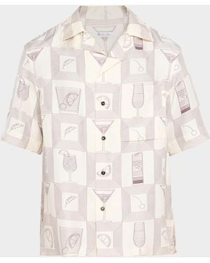 Loro Piana Federico Twill Short-Sleeve Shirt - Natural