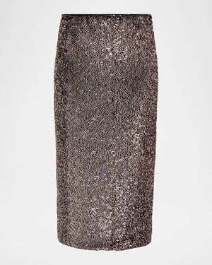 Veronica Beard Koa Long Embellished Midi Skirt - Brown