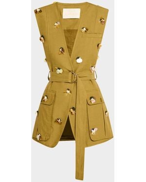 Ulla Johnson Twyla Embellished Wrap Vest - Yellow