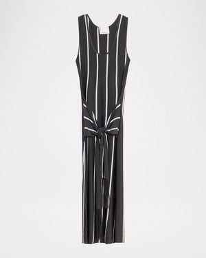3.1 Phillip Lim Striped Knit Tie-Front Maxi Dress - White