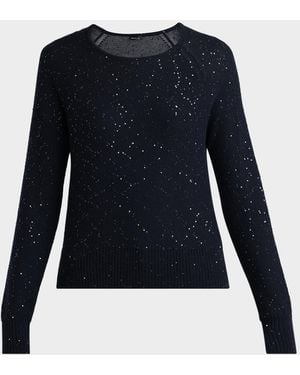 Kiton Shimmering Wool Knit Crewneck Sweater - Blue