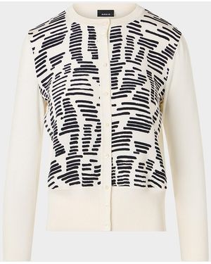 Akris Dance Movement Printed Silk Cardigan - White