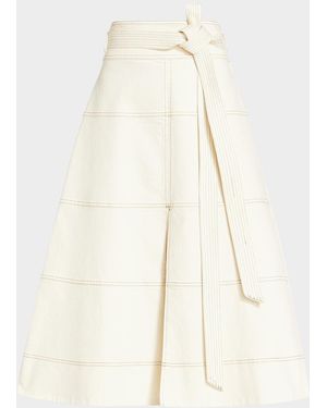 Tanya Taylor Hudson Belted Midi Skirt - Natural