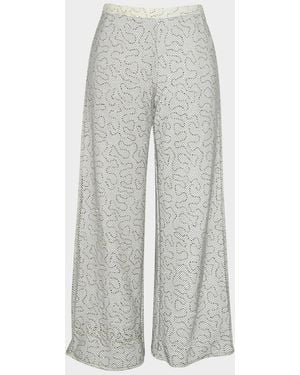 Sunshine 79 Shine Sequined Crochet Beach Pants - White