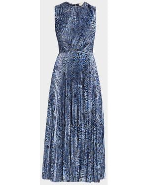 Ulla Johnson Malin Pleated Satin Midi Dress - Blue