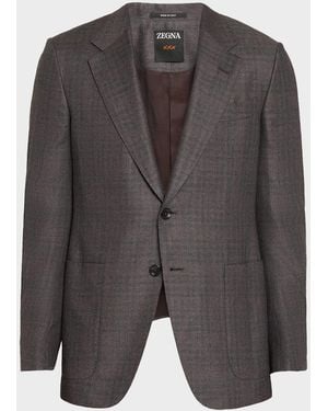 ZEGNA Apos;S Cashmere And Silk Plaid Sport Coat - Gray