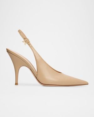 Gianvito Rossi 95Mm Sofia Leather Slingback Pumps - White