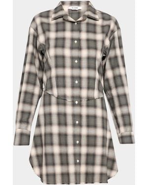 RE/DONE Agnes Plaid Cotton Mini Dress - Green