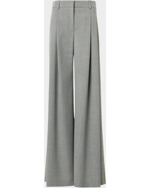 Akris Cassie Pleated Wool Wide-Leg Pants - Gray