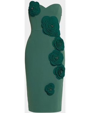 HELSI Kaia Strapless Floral Applique Midi Sheath Dress - Green