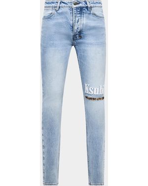 Ksubi Apos;S Van Winkle Kristal Logo Skinny Jeans - Blue