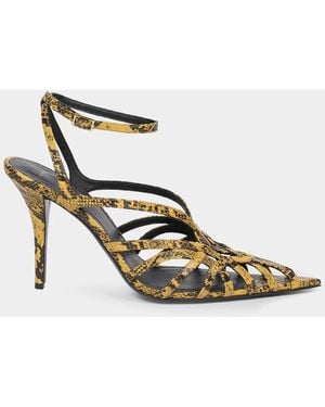 Balmain 95Mm Cage Python-Embossed Sandals - White