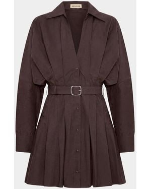Nicholas Georgia Pleated Mini Shirtdress - Brown