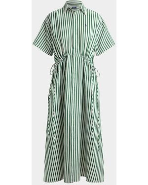 Polo Ralph Lauren Striped Linen-Cotton Midi Shirtdress - Green