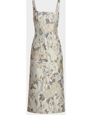 Mac Duggal Floral Brocade Sheath Cocktail Dress - White