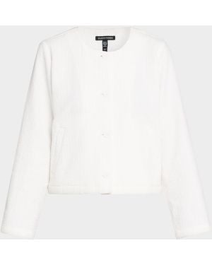 Eileen Fisher Quilted Organic Cotton Jacquard Jacket - White