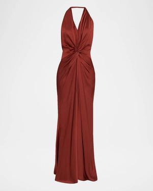 A.L.C. Mabel Twist-Front Halter Gown - Red