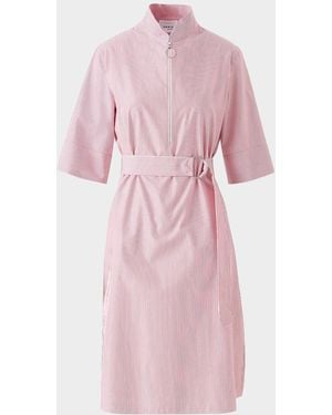 Akris Punto Pinstriped Cotton Poplin Shirtdress - Pink