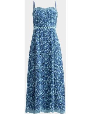 Lilly Pulitzer Arlin Eyelet-Embroidered Scalloped Midi Dress - Blue