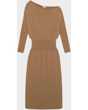 Jonathan Simkhai Janese Knit Wool Draped Midi Dress - Natural