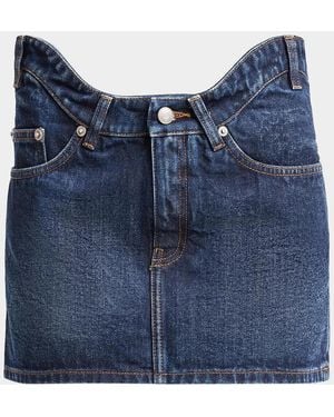 Jean Paul Gaultier The Curved Denim Mini Skirt - Blue