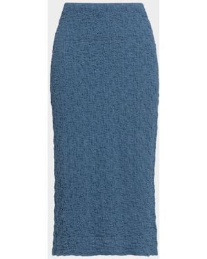 Eileen Fisher Stretch Knit Straight Midi Skirt - Blue