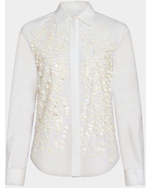 10 Crosby Derek Lam Kehlani Sequin-Embellished Cotton Poplin Shirt - White