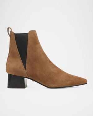 Veronica Beard Astra Suede Ankle Boots - Brown