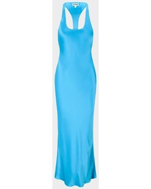 STAUD Juanita Satin Racerback Dress - Blue