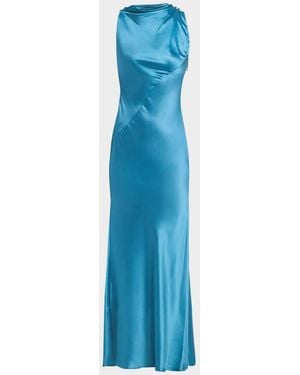 Acler Ropley Bias-Cut Satin Dress - Blue