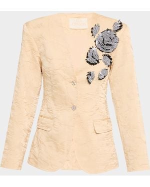 Ulla Johnson Otto Embroidered Satin Jacket - Natural