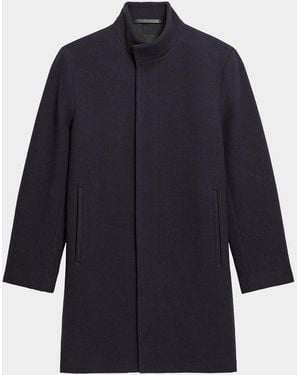 Theory Apos;S Belvin Melton-Textured Wool-Blend Coat - Blue