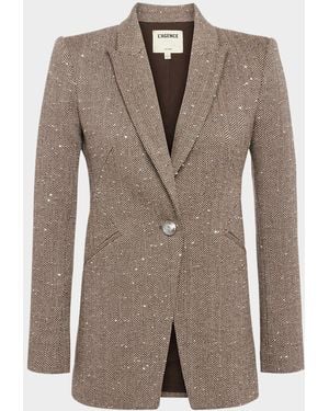 L'Agence Sheila Structured Chevron Blazer - Brown