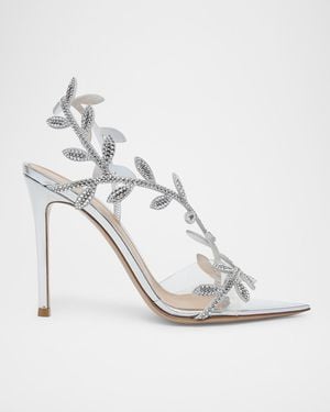 Gianvito Rossi Crystal Branch Slingback Cocktail Sandals - White