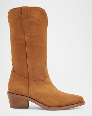 Partow Forest Shearling-Lined Suede Cowboy Boots - Brown