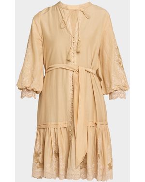 Kobi Halperin Erica Embroidered Flounce Dress - Natural