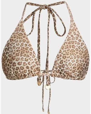 Ramy Brook Nikoleta Leopard Triangle Bikini Top - Metallic