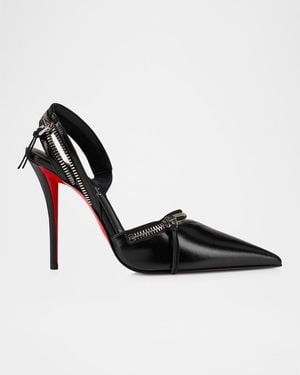Christian Louboutin Slingy Zip Leather Sole Pumps - Black