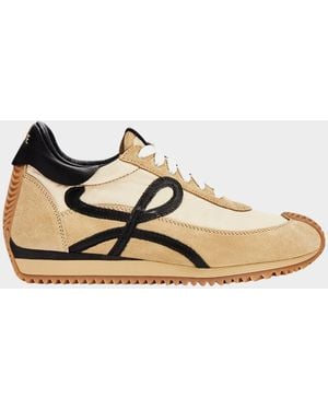 Loewe Flow Runner Suede And Leather Sneakers - Metallic