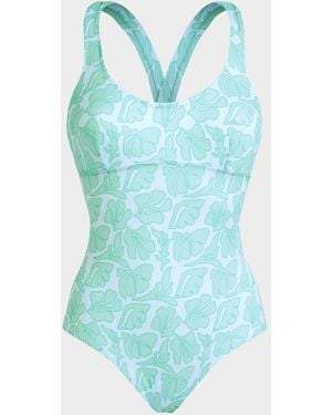 Vilebrequin Seashell-Print Jersey One-Piece Swimsuit - Blue
