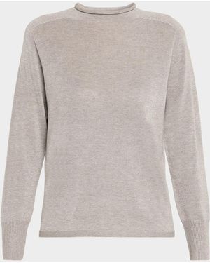 Kobi Halperin Lisa Funnel-Neck Shimmer Knit Sweater - Gray