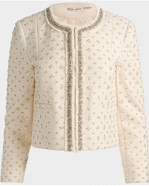 Alice + Olivia Thomasina Embellished Tweed Jacket - Natural