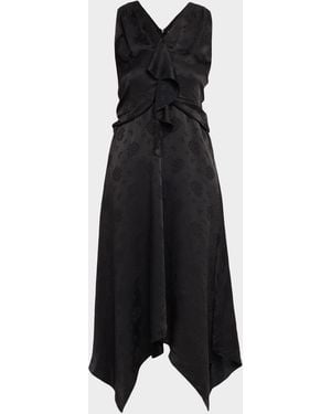 3.1 Phillip Lim Floral Silk Draped Midi Dress - Black