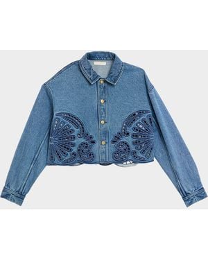 Ulla Johnson Bobbi Embroidered Denim Jacket - Blue