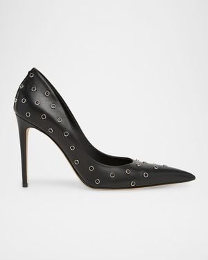 McQueen 105Mm Studded Leather Pumps - Black