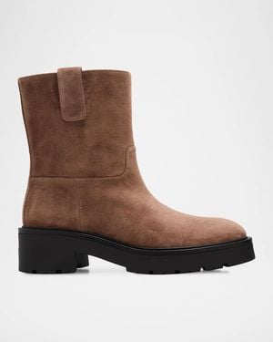Stuart Weitzman Ren Suede Lug Sole Booties - Brown
