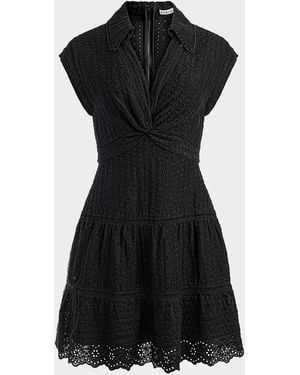Alice+Olivia■Mila Eyelet Deep V Neck Dress■ドレス alice + olivia Women's Mila Eyelet Deep V Twist Front Mini