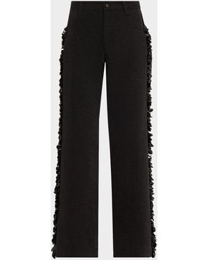 DIOTIMA Burro Sequined Side-Stripe Wide-Leg Jeans - Black